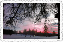 Weihnachtskarte 19 Abend Hütte Licht Abendtrost